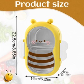 DGMI Stainless Steel Lunch Box for Children and Adults, Cartoon Bee Lunch Box with 2 Compartments, Breakfast Box, Leak-Proof Lunch Box, Dishwasher Safe Bento Box for Picnic, Work, Travel
