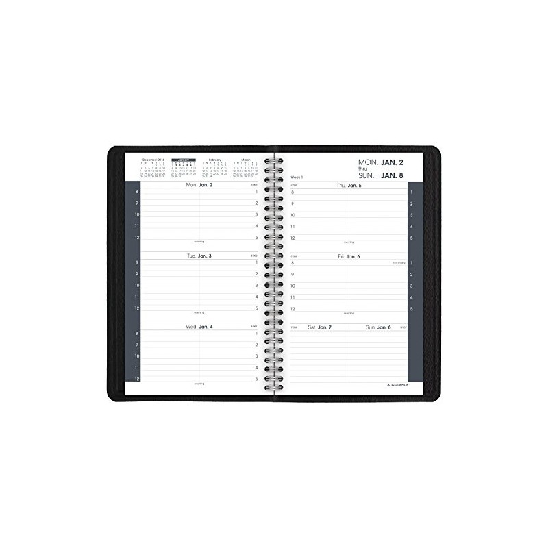 AT-A-GLANCE Agenda semanal 2017, 4-7/8 x 8 pulgadas, negro (70-075-05)