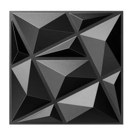MIX3D 33 Pack 3D Wall Panels, Modern Diamond Textured Design for Interior Wall Decor in Living Room Bedroom Game Room Office Hotel, Black, 12'' x 12'' Cover 32 Sq. Ft