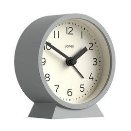 Jones Clocks® Midnight mini alarm clock | Contemporary design | Grey | Stylish, compact and functional for bedside, desk or shelf