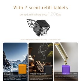 Asexiang Men's Lucky Dice Long-Lasting Car Air Freshener Diffuser Set with 2 Scent Refills & Unscented DIY Tablet - Spill-Proof Solid Fragrance