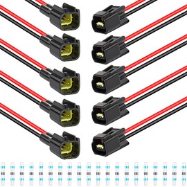 Xiatiaosann 5 Pairs 2 Pin Female/Male Wire Connectors, DC12V Jack Waterproof Plug Electrical Cable Socket Terminals, for Car Motorcycle Automotive Boat LED Strip Bulb, with Heat Shrink Connector