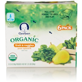 Gerber 2nd Foods Organic, Pear Spinach (6 Count, 3.5 Oz Each)