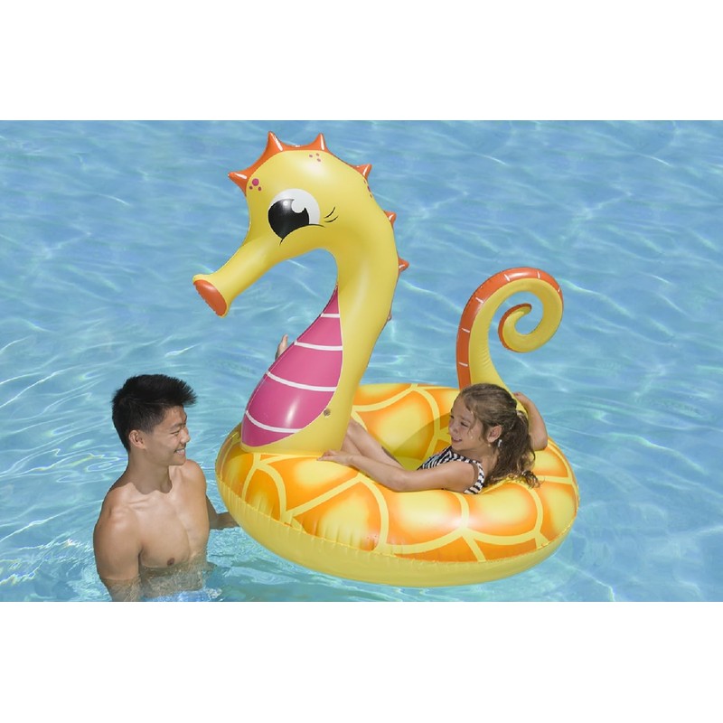 Poolmaster 48-Inch Inflatable Swimming Pool Party Float, Seahorse, Yellow