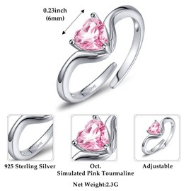 CRYSLOVE Hug Ring for Women 925 Sterling Silver Adjustable Open Birthstone Ring Embrace Thumb Hug Hand Finger Heart Rings for Wife Girlfriend