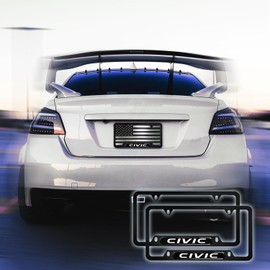 2PCS License Plate for Honda Civic Premium Car License Plate Bracket Holder Fit for Civic, Premium Aluminum Alloy Weather Proof License Plate Covers with Screw Caps Cover Set Accessories (for Civic)