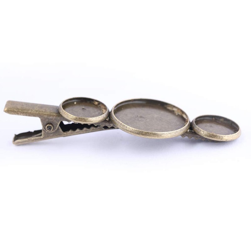 Reidgaller 10pcs Antique Bronze Metal 12mm 20mm Cabochon Hair Clip
