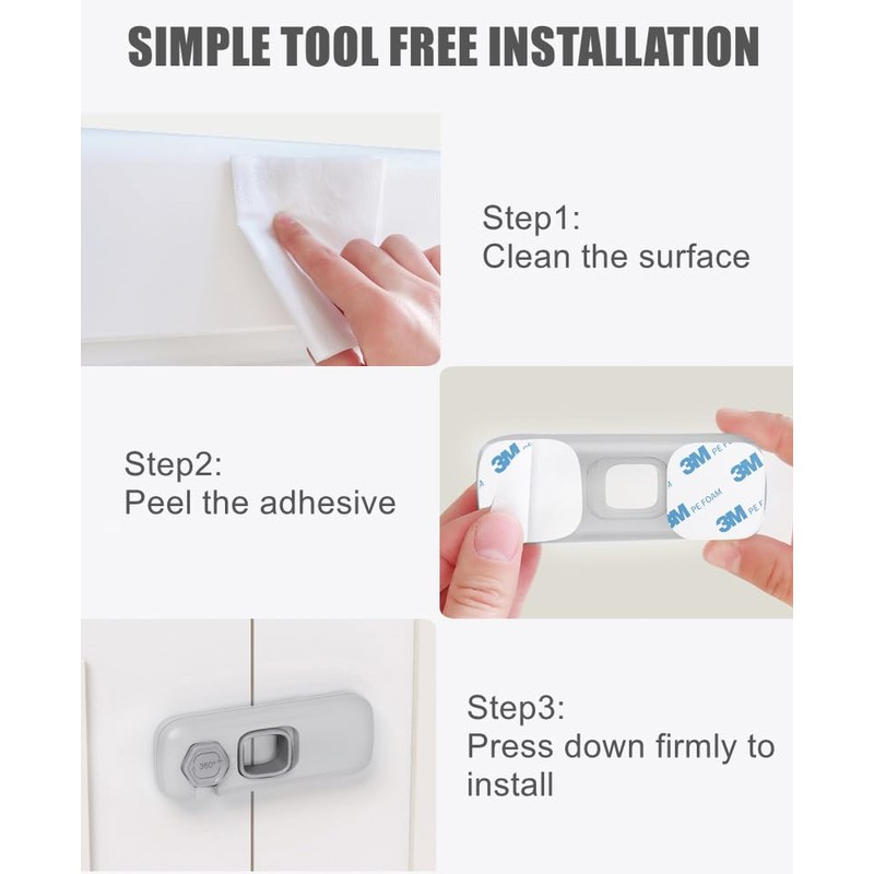 5 Pack Child Proof Refrigerator Lock, QYESWHSR Fridge Locks for