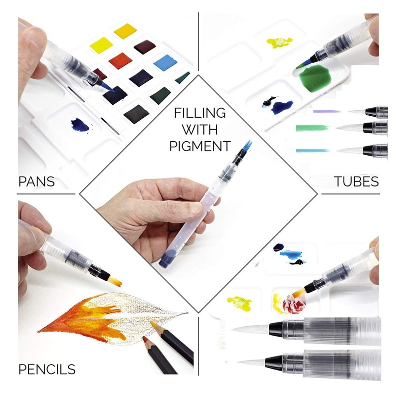 Water Brush Pens Aqua Pen Brushes Refillable Aquash Paintbrush with