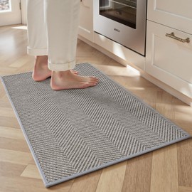 PADOOR Kitchen Rugs-Non Slip Washable Kitchen Mats for Floor-Absorbent and Easy to Clean Rugs for Kitchen in Front of Sink, Laundry, Office, Home, 20"*32", Grey