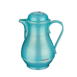 ROTPUNKT 330 Christa Insulated Jug, 1.0 L, Two-Function Screw Cap, BPA-Free, Healthy Drinking, Made in Germany, Warm and Cold, Glass Insert (Shiny Aquamarine)