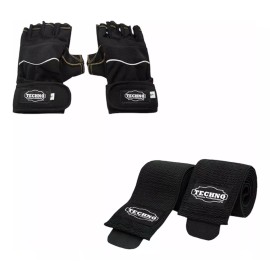 Techno Guantes Para Pesas + Vendas Para Rodillas Pack Gym Ejercicio