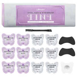 Libeauty Eyebrow Tint, Lash Tint Kit Black, Eyebrow Dye with Lash Lift Shields, Double Head Brush, New Bag Design Eyelash Tint for Dyeing Eyelashes and Eyebrows at Home and in Salons