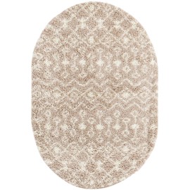 Unique Loom Moroccan Trellis Shag Collection Area Rug - Meknes (4' 1" x 6' 1" Oval, Light Brown/ Ivory)