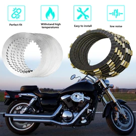Extra Plate Friction Steel Clutch Plates & Gasket Kit Fit for Suzuki 1997-2004 Marauder 800 VZ800 OEM#21442-37401