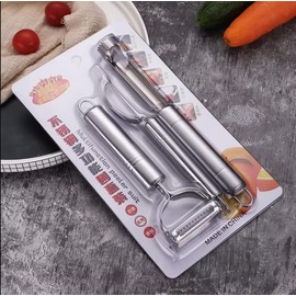 Stainless Steel 3-in-1 Vegetable Peeler Set – Multifunctional Julienne, Straight, and Serrated Peelers – Durable, Rustproof, Ergonomic Handle – For Fruits and Vegetables
