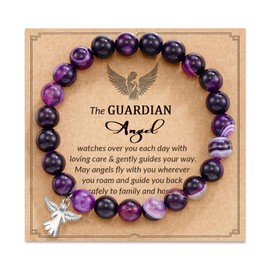Mrltau amethyst bracelet guardian angel gift, guardian angel bracelet children girls, stone bracelet ladies, jewellery bracelet girls, lucky charm bracelet angel, small gifts for children