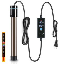 Orlushy 150W Submersible Aquarium Heater, Adjustable Fish Tank Heater with Digital Display External Controller, Overheat Protection and Free Thermometer for 20-30 Gallons Freshwater and Saltwater Tank