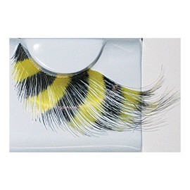 Eulenspiegel 001059 - Künstliche Wimpern, Gelbe Federn mit schwarzen Streifen, 1 ml Spezial-Wimpernkleber, Anleitung, für Karneval, Mottoparty