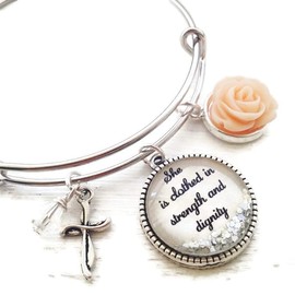 Bracelet, adjustable, bangle, Christian, jewelry, gift, cross, charms, proverbs, bible verse, scripture