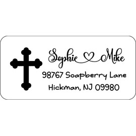 Atelier Elegance Custom Address Labels, Any Name, Any Address, Cross, Heart