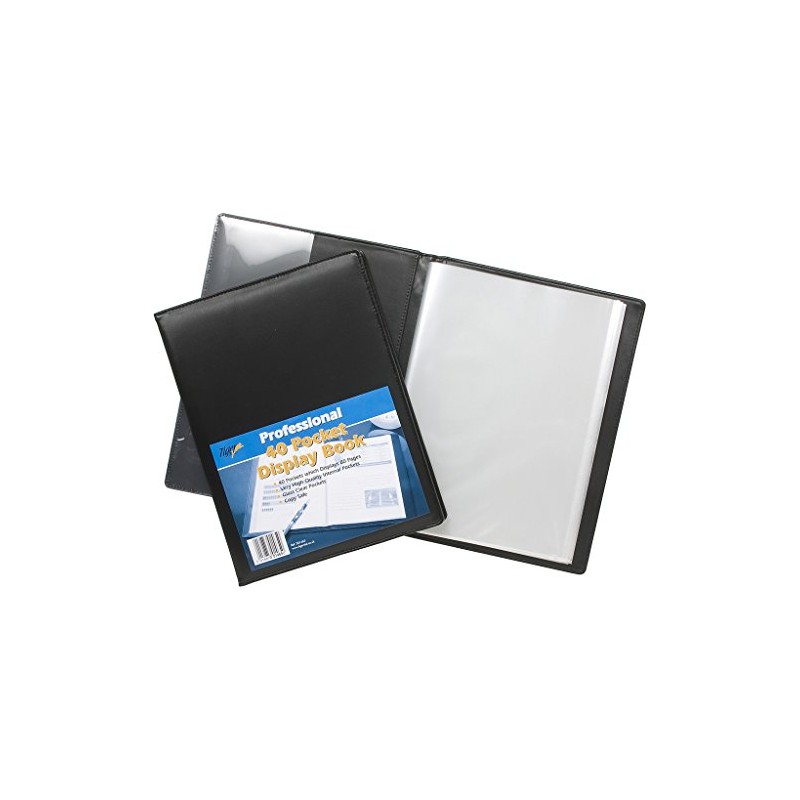 A4 Deluxe Hardback Display Book Black Padded Leather Look Business