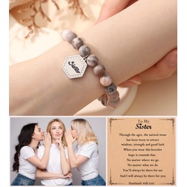 TONY & SANDY Sister Bracelet, Sister Christmas Birthday Gifts, Sisters Gifts from Sister Small Unique Gifts for Sister Jewelry Little Big Sister Girls Unbiological Soul Sister in Law Women