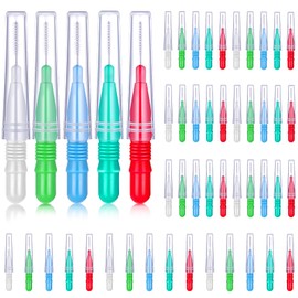 50 Counts Braces Brush for Cleaner Interdental Brush Toothpick Dental Tooth Flossing Head Oral Dental Hygiene Flosser Toothpick Cleaners Tooth Cleaning Tool(Red, White, Green, Light Blue)