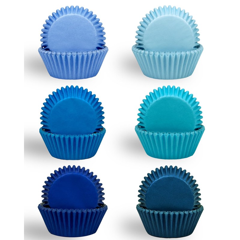 Gcardist Standard 300-Count Cupcake Liners 6 Solid Blue Colors Cupcake