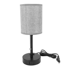 LED Table Lamp Fabric Lampshade USB A and USB C Port Zipper Switch Bedside Lamp for Living Room Bedroom Office