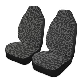 YINGQIGUAN 2 PCS Black Leopard Print Car Seat Covers Abstract Cheetah Pattern Wild Animal Skin Texture Vehicle Seat Protector Cushion Cover Universal Car Interior Accessories for SUV Truck Sedan