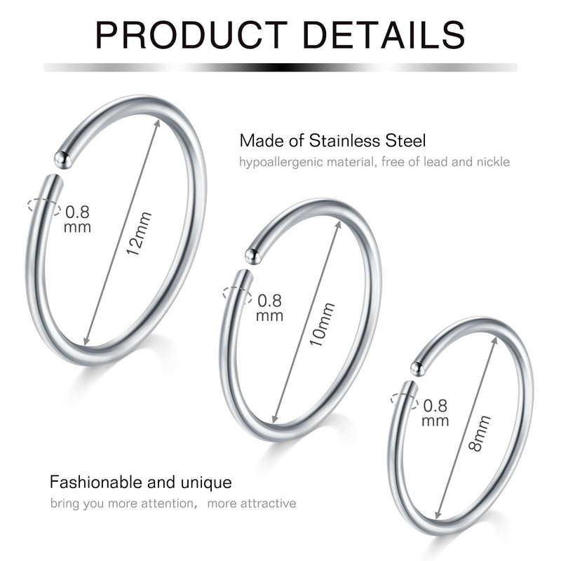 Incaton 20G Nose Stud Nose Piercing, Nose Piercing CZ Nose