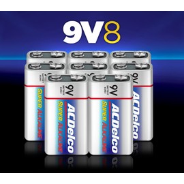 ACDelco 8-Count 9 Volt Batteries, Maximum Power Super Alkaline Battery, 7-Year Shelf Life, Reclosable Packaging