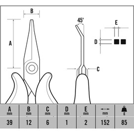 C.K T3892 Ecotronic ESD Bent Snipe Nose Pliers