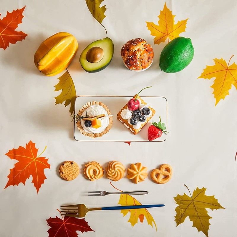 Tuperoymse 3X Thanksgiving Autumn Leaf Tablecloth Autumn Maple Leaf Tablecloth