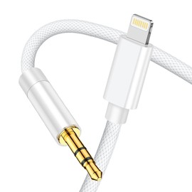 Rliwov Lightning to 3.5mm Audio Cable, 4FT AUX Cord for i-Phone Headphone Jack Adapte Compatible with i-Phone 14/14 Plus/14Pro/13/13 Pro Max/12/12 Pro/11 Pro for Car Home Stereo, Speaker