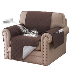 BellaHills Armchair Covers 100% Waterproof Sofa Cover Non-Slip Sofa Slipcovers Couch Covers Washable with Elastic Strap Sofa Protectors from Pets Seat Width 22"(1 Seater, Brown)