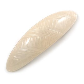 Avalaya Cream Acrylic Oval Barrette/Hair Clip in Silver Tone - 90mm Long