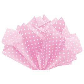 Paquete Flexicore | Papel de seda con lunares blancos y negros | Tamaño: 15 x 20 pulgadas | Cantidad: 10 hojas | Manualidades de bricolaje, fiestas, decoraciones, lunares rosado claro , 10 Sheets, 1