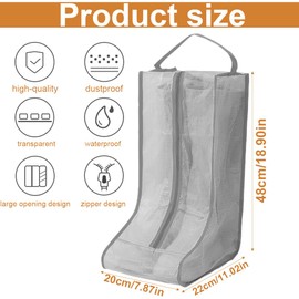 LEEQ 2 x Boot Storage Bag - Portable Boot Bag with Handle Dustproof and Waterproof Boots Garage Travel Shoe Bag Shoes Bag for Home, Travel, White