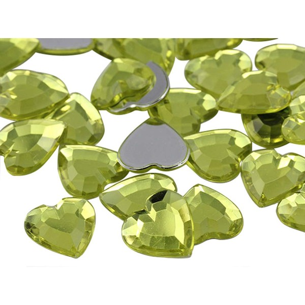 KraftGenius Allstarco 15mm Flat Back Heart Acrylic Rhinestone Plastic Gems
