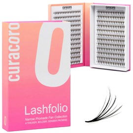 Curacoro LashFolio Triple Spike Promade Fans, Handmade Volume Eyelashes, 5D To 10D, C CC D Curl, 0.03~0.07 mm, 8-13mm Mix Length, Professional Long-Lasting Promade Lash Fans (7D-0.03 C 8-13mm)