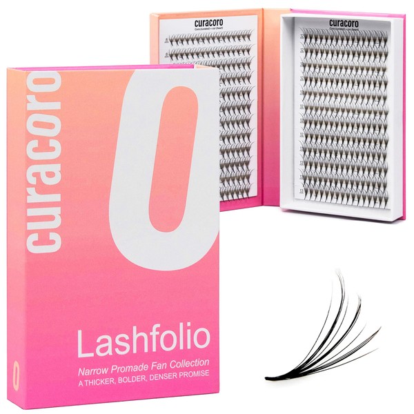 Curacoro LashFolio Triple Spike Promade Fans, Handmade Volume Eyelashes, 5D