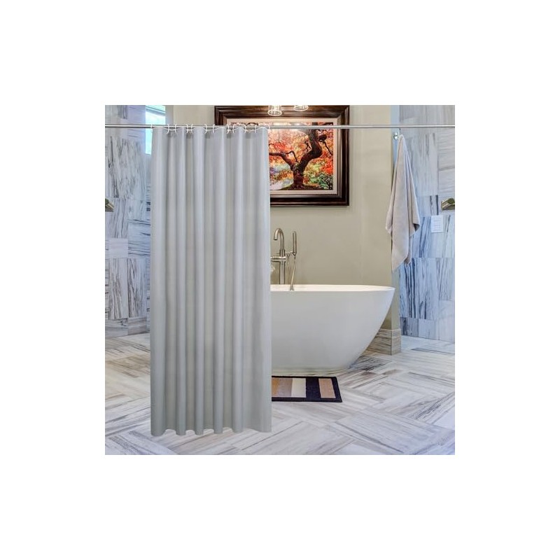 AAMERA Shower Curtain, Waterproof, 180x180cm, With 12 Hook Rings, Grey