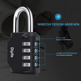 3 Pack Combination Padlock, Diyife 4 Digit Combination Lock Outdoor Waterproof, Metal and Plated Steel Combination Clasp, for Fence, Locker, School, Gym, Toolbox (Black Blue Red)