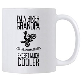 Casitika Biker Grandpa Mug. Just Like a Normal Except Much Cooler. 11 oz Funny Novelty Mug for Bikers. Cup for Motorcycle Grandfather on Birthday.