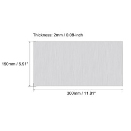 sourcing map 6061 Aluminum Sheet, 300mm x 150mm Rectangle Aluminum Plate 2mm Thick Flat Metal Stock with Protective Film, 2Pcs
