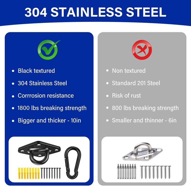 ZLQHHYL Upgraded Stainless Steel Hooks, 1800lb Heavy Duty Hammock Hanging
