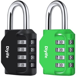 Diyife Combination Lock, High Performance Lock, 4-Digit Resettable, Waterproof Padlock for School, Gym, Outdoor Shed, Hasp Cabinet, Gate, Black & Green