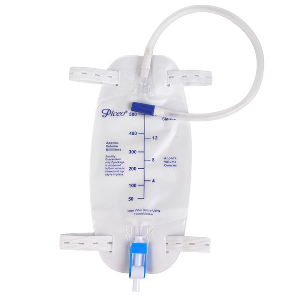 3 Pack Easy-Tap Catheter Leg Bag Urinary Drainage Bag, 500ml, Anti-Reflux Valve, Cloth Straps, Easy Flip Drain ，18” Tubing